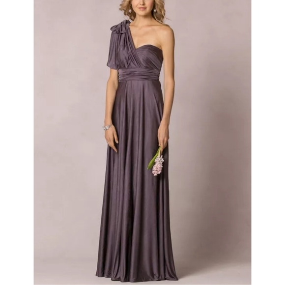 Jenny Yoo Demi Convertible Jersey Knit Column Dress in Smokey Amethyst Size 12 - Picture 4 of 12